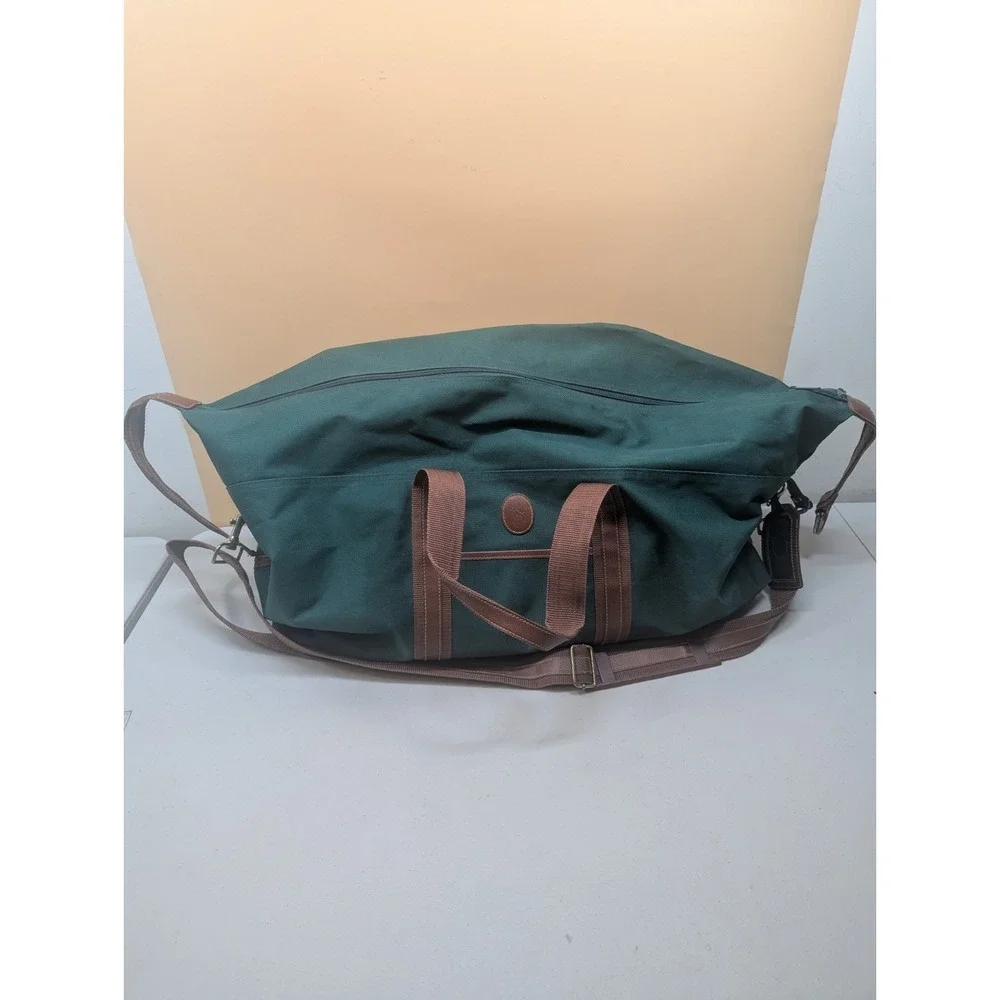 Vintage Polo Ralph Lauren Green Canvas Large Weekender Designer Duffle Bag